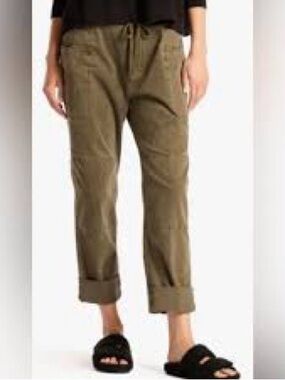 James Perse Olive Drawstring Cropped Jeans